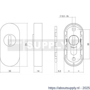 Intersteel Essentials 3752 veiligheid schuifrozet ovaal 73x33x14 mm met sleufplaatje RVS - S26008578 - afbeelding 2