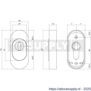 Intersteel Essentials 3752 veiligheid schuifrozet ovaal 74x34x14 mm met kerntrekbeveiliging RVS - S26008579 - afbeelding 2