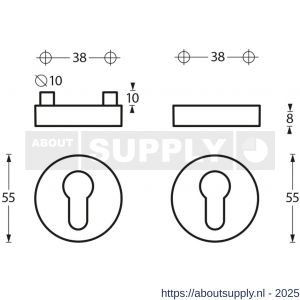 Intersteel Essentials 3753 SKG3 veiligheidsrozetten rond verdekt Basic diameter 54x9 mm profielcilindergat RVS - S26003585 - afbeelding 2