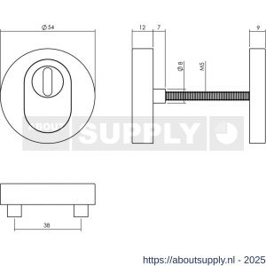 Intersteel Essentials 3753 SKG3 veiligheidsrozetten rond verdekt Basic diameter 54x12 mm profielcilindergat met kerntrekbeveiliging RVS - S26005949 - afbeelding 2