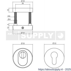Intersteel Essentials 3755 SKG3 veiligheidsrozetten rond verdekt diameter 52x12 mm profielcilindergat met kerntrekbeveiliging RVS - S26005950 - afbeelding 2