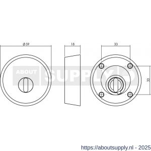 Intersteel Essentials 3755 SKG3 veiligheidsrozet rond diameter 59x18 mm voor oplegsloten met kerntrekbeveiliging RVS - S26007071 - afbeelding 2