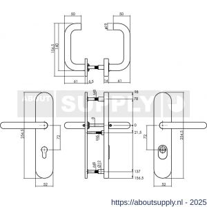 Intersteel Living 3775 SKG3 veiligheidsbeslag ovaal verdekt 255x52 mm kruk-kruk Rond profielcilindergat 72 mm met kerntrekbeveiliging RVS - S26010044 - afbeelding 2