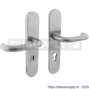 Intersteel Living 3775 SKG3 veiligheidsbeslag ovaal verdekt 255x52 mm kruk-kruk Rond profielcilindergat 72 mm met kerntrekbeveiliging RVS - S26010044 - afbeelding 1