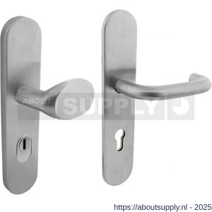 Intersteel Living 3776 SKG3 veiligheidsbeslag ovaal verdekt 255x52 mm greep-kruk Rond profielcilindergat 72 mm met kerntrekbeveiliging RVS - S26010045 - afbeelding 1