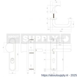 Intersteel Essentials 3783 SKG3 veiligheidsbeslag ovaal 250x50 mm greep-kruk Rond met veerconstructie profielcilindergat 55 mm met kerntrekbeveiliging RVS - S26008585 - afbeelding 2