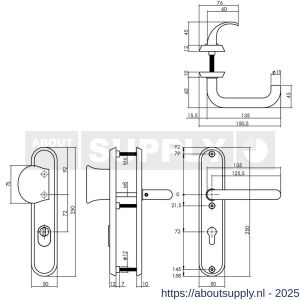 Intersteel Essentials 3783 SKG3 veiligheidsbeslag ovaal 250x50 mm greep-kruk Rond met veerconstructie profielcilindergat 72 mm met kerntrekbeveiliging RVS - S26006867 - afbeelding 2