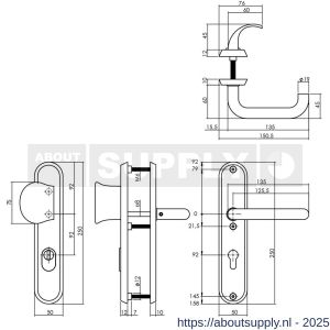 Intersteel Essentials 3783 SKG3 veiligheidsbeslag ovaal 250x50 mm greep-kruk Rond met veerconstructie profielcilindergat 92 mm met kerntrekbeveiliging RVS - S26006868 - afbeelding 2