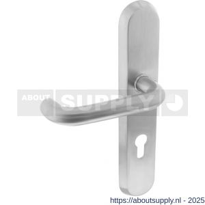Intersteel 3784 SKG3 veiligheid buitenschild ovaal 250x50 mm met kruk Rond met veerconstructie profielcilindergat 72 mm RVS - S26008589 - afbeelding 1