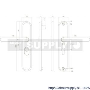 Intersteel Essentials 3785 SKG3 veiligheidsbeslag ovaal 250x50 mm kruk-kruk Rond met veerconstructie profielcilindergat 55 mm met kerntrekbeveiliging RVS - S26006872 - afbeelding 2