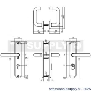 Intersteel Essentials 3785 SKG3 veiligheidsbeslag ovaal 250x50 mm kruk-kruk Rond met veerconstructie profielcilindergat 72 mm met kerntrekbeveiliging RVS - S26008592 - afbeelding 2