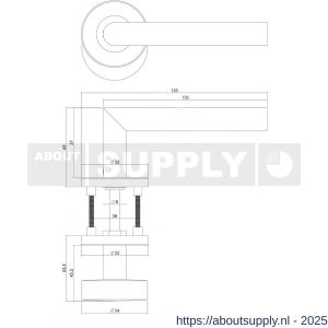 Intersteel 3939 knop-kruk garnituur rechts Jura op rozet verdekt diameter 55x8 mm en cilinderrozetten RVS - S26000648 - afbeelding 2
