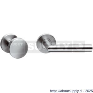 Intersteel 3939 knop-kruk garnituur rechts Jura op rozet verdekt diameter 55x8 mm en cilinderrozetten RVS - S26000648 - afbeelding 1