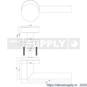 Intersteel 3939 knop-kruk garnituur links Jura op rozet verdekt diameter 55x8 mm en cilinderrozetten RVS - S26000649 - afbeelding 2
