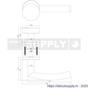 Intersteel 3942 knop-kruk garnituur links Half rond-90 graden op rozet verdekt diameter 55x8 mm en cilinderrozetten RVS - S26000642 - afbeelding 2