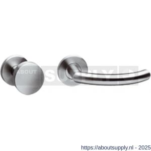 Intersteel 3942 knop-kruk garnituur links Half rond-90 graden op rozet verdekt diameter 55x8 mm en cilinderrozetten RVS - S26000642 - afbeelding 1