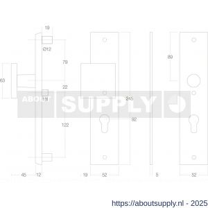 Intersteel 3962 SKG3 veiligheidsschilden rechthoekig 250x50 mm met greep profielcilindergat 92 mm met kerntrekbeveiliging RVS - S26006051 - afbeelding 2