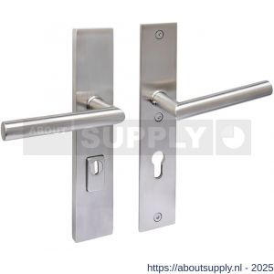 Intersteel 3964 SKG3 veiligheidsbeslag rechthoekig 250x50 mm kruk-kruk Jura met veerconstructie profielcilindergat 72 mm met kerntrekbeveiliging RVS - S26010824 - afbeelding 1