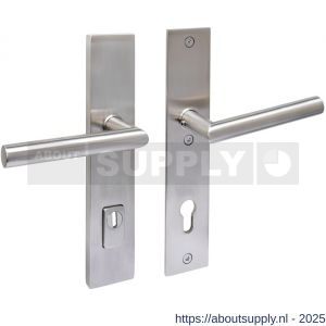 Intersteel 3964 SKG3 veiligheidsbeslag rechthoekig 250x50 mm kruk-kruk Jura met veerconstructie profielcilindergat 92 mm met kerntrekbeveiliging RVS - S26010823 - afbeelding 1