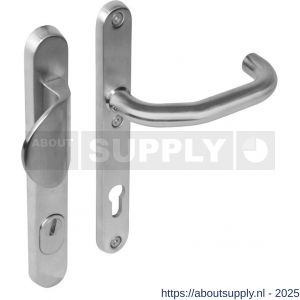 Intersteel Essentials 3980 SKG3 veiligheidsbeslag ovaal smal 254x35 mm greep-kruk Verkropt profielcilindergat 92 mm met kerntrekbeveiliging RVS - S26006055 - afbeelding 1