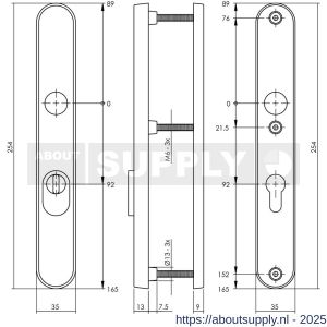 Intersteel 3981 SKG3 veiligheidsschilden ovaal smal 254x35 mm profielcilindergat 92 mm met kerntrekbeveiliging RVS - S26006057 - afbeelding 2