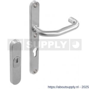 Intersteel Essentials 3983 SKG3 veiligheidsbeslag ovaal rozet 156x35 mm profielcilindergat 72 mm met kerntrekbeveiliging en veiligheid binnenschild smal met kruk verkropt RVS - S26006060 - afbeelding 1