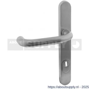 Intersteel 3987 SKG3 veiligheid buitenschild ovaal smal 254x35 mm met kruk Verkropt en veerconstructie profielcilindergat 92 mm met kerntrekbeveiliging RVS - S26008654 - afbeelding 1