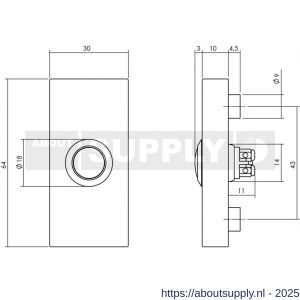 Intersteel Living 3990 beldrukker rechthoekig verdekt 65x30x10 mm RVS - S26008657 - afbeelding 2