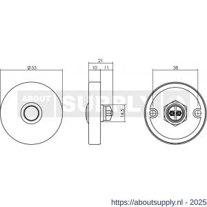 Intersteel Essentials 3990 beldrukker rond verdekt diameter 53x10 mm RVS - S26007295 - afbeelding 2