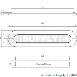 Intersteel Living 4000 briefplaat ovaal 340x80 mm met verende klep binnendraaiend RVS - S26007316 - afbeelding 2