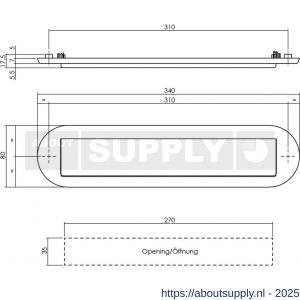Intersteel Essentials 4000 briefplaat ovaal 340x80 mm met klep-regenrand RVS - S26007309 - afbeelding 2