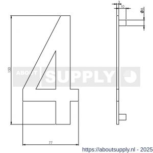 Intersteel Essentials 4020 huisnummer 4 150 mm RVS - S26002187 - afbeelding 2