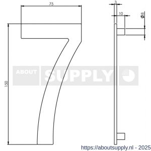 Intersteel Essentials 4020 huisnummer 7 150 mm RVS - S26002190 - afbeelding 2