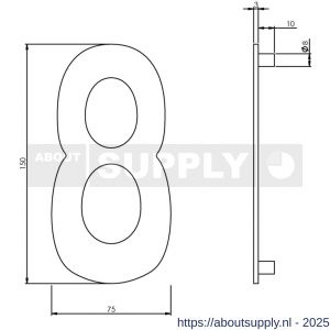 Intersteel Essentials 4020 huisnummer 8 150 mm RVS - S26002191 - afbeelding 2