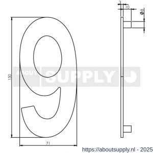 Intersteel Essentials 4020 huisnummer 9 150 mm RVS - S26002192 - afbeelding 2