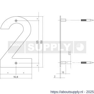 Intersteel Essentials 4020 huisnummer 2 150x2 mm RVS - S26002159 - afbeelding 2