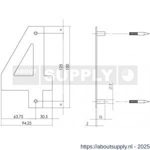 Intersteel Essentials 4020 huisnummer 4 150x2 mm RVS - S26002161 - afbeelding 2