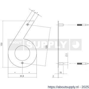 Intersteel Essentials 4020 huisnummer 6 150x2 mm RVS - S26002162 - afbeelding 2