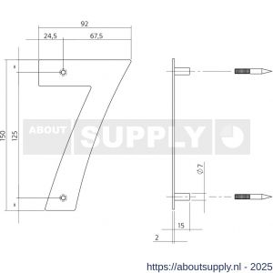 Intersteel Essentials 4020 huisnummer 7 150x2 mm RVS - S26002163 - afbeelding 2