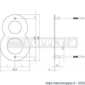 Intersteel Essentials 4020 huisnummer 8 150x2 mm RVS - S26002164 - afbeelding 2