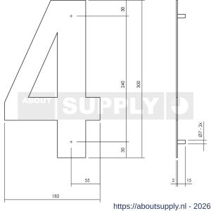 Intersteel Living 4021 huisnummer 4 XL hoogte 300 mm RVS geborsteld - S26009265 - afbeelding 2