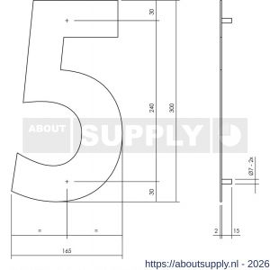 Intersteel Living 4021 huisnummer 5 XL hoogte 300 mm RVS geborsteld - S26009266 - afbeelding 2