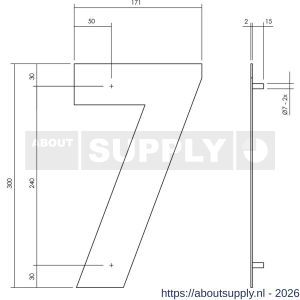 Intersteel Living 4021 huisnummer 7 XL hoogte 300 mm RVS geborsteld - S26009268 - afbeelding 2