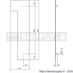 Intersteel Living 4021 huisnummer 1 XXL hoogte 500 mm RVS geborsteld - S26009272 - afbeelding 2