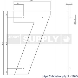 Intersteel Living 4021 huisnummer 7 XXL hoogte 500 mm RVS geborsteld - S26009278 - afbeelding 2