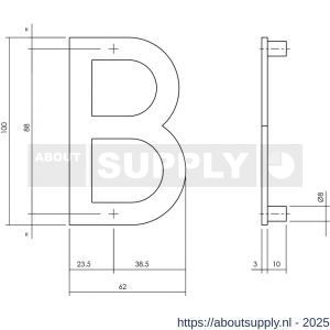 Intersteel Essentials 4026 huisletter B 100 mm RVS - S26002209 - afbeelding 2