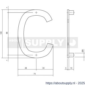 Intersteel Essentials 4026 huisletter C 100 mm RVS - S26002210 - afbeelding 2
