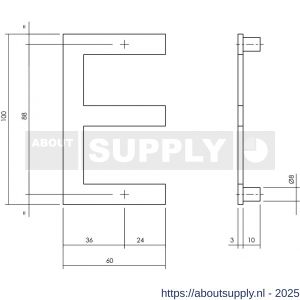 Intersteel Essentials 4026 huisletter E 100 mm RVS - S26002212 - afbeelding 2