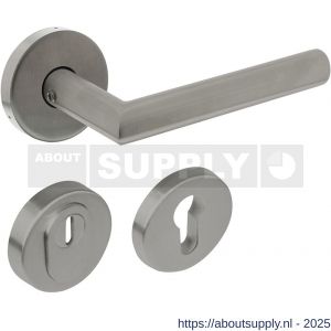 Intersteel Living 4057 set achterdeurbeslag rond deurkruk Jura met massieve rozetten en SKG3 veiligheidsrozetten RVS - S26009688 - afbeelding 1