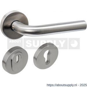 Intersteel 4057 set achterdeurbeslag rond deurkruk Luzern met massieve rozetten en SKG3 veiligheidsrozetten RVS - S26010821 - afbeelding 1